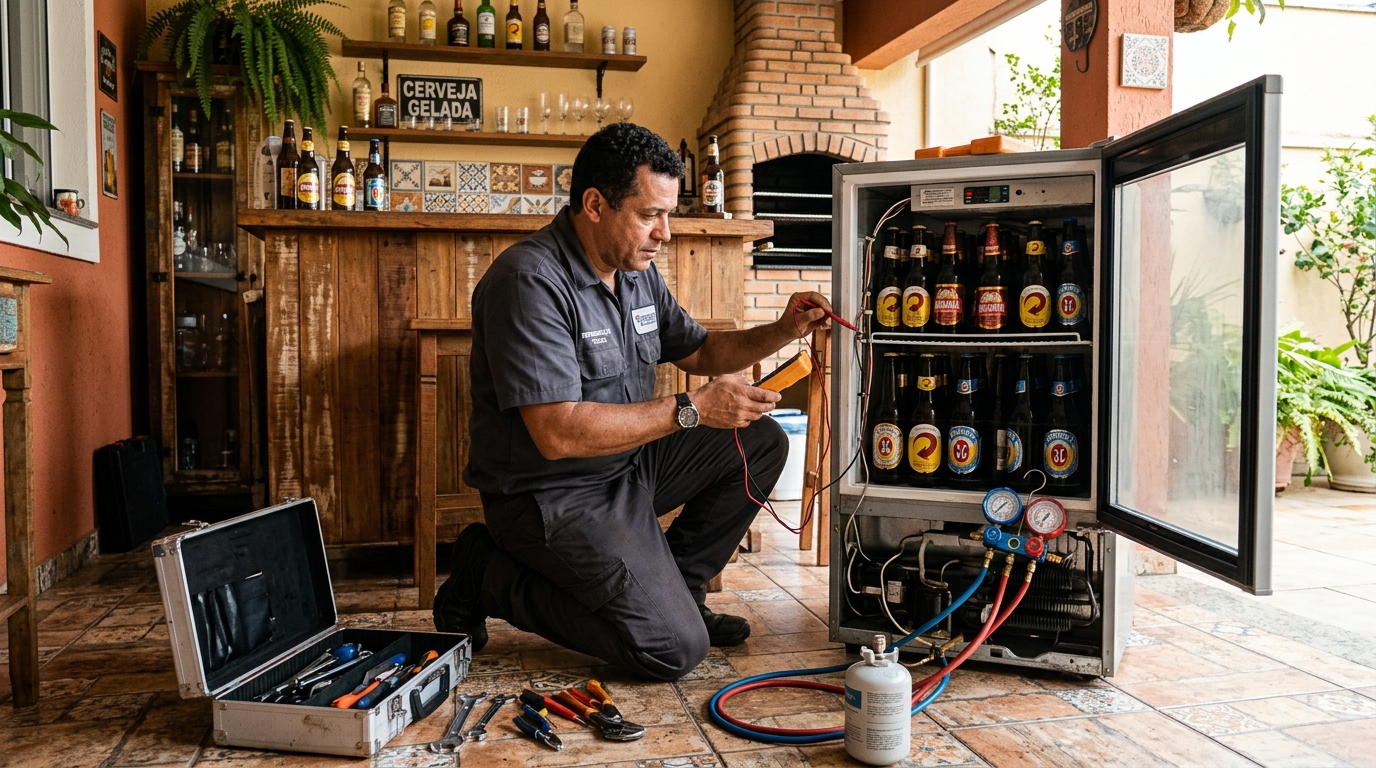 Recarga de gás refrigerante em cervejeira em atendimento em Praia Grande‑SP