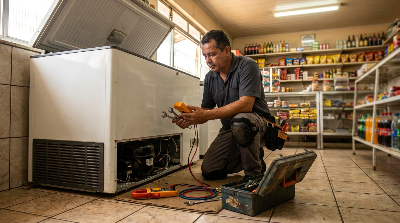 Técnico de conserto de freezer em residência em Praia Grande‑SP